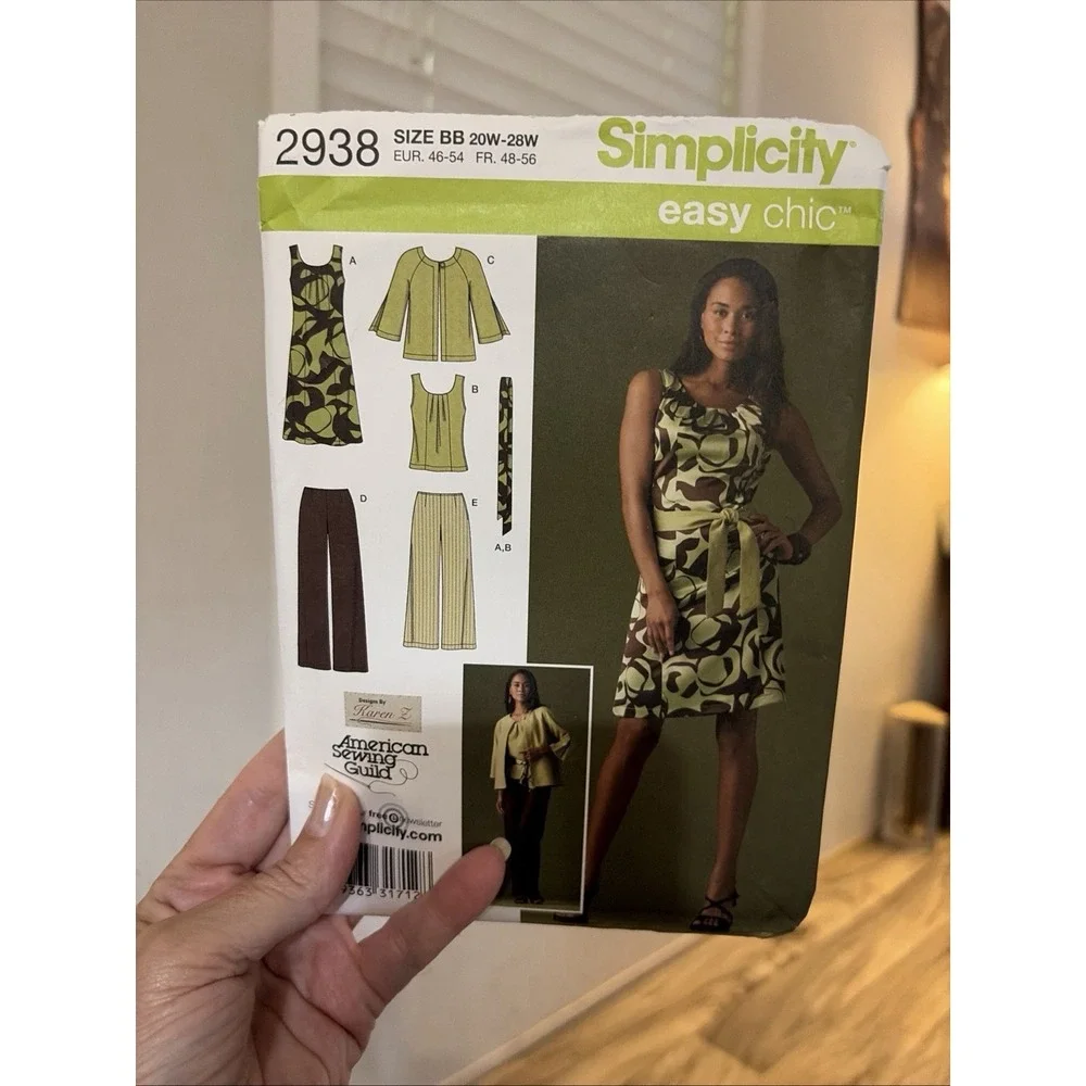 Simplicity 2938 Sewing Pattern Plus Size 20W-28W Dress Jacket Pants Uncut